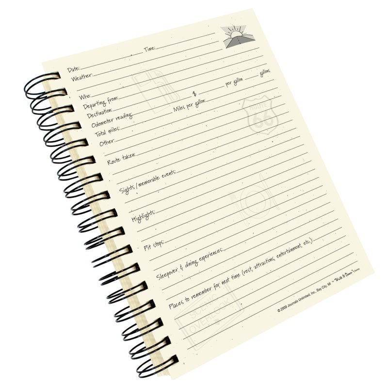 Write it Down series by Journals Unlimited, Guided Journal, Adventures, My Road Trip Journal, Full-size 7.5"x 9", Blue Hard Cover, Made in USA - Image 4